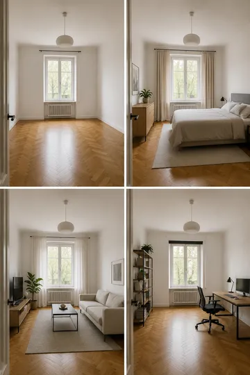 Four ways to arrange the same room